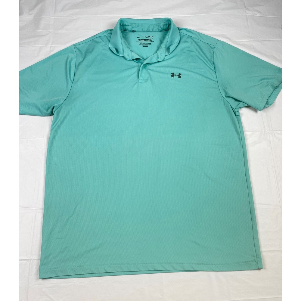 Under Armour Performance Polo Shirt Mens XL Teal Green Short Sleeve Golf Casual